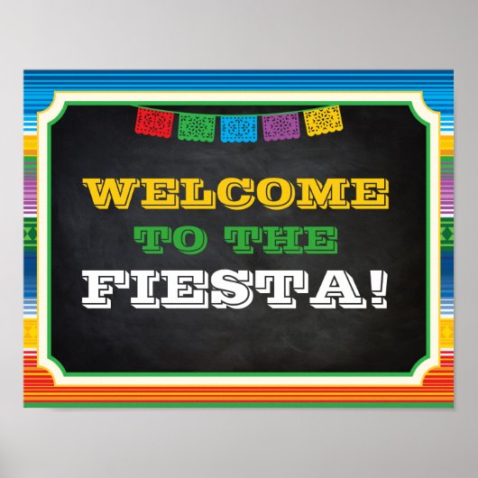 フィエスタパーティーサイン、ウェルカムサイン、メキシコパーティー ポスター (正面)