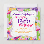 フィエスタパーティーソンブレロカクタスライムペッパーズマラカス 招待状 (正面)