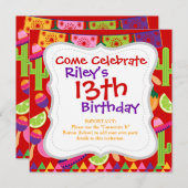 フィエスタパーティーソンブレロライムズギターマラカサグアロ 招待状 (正面/裏面)