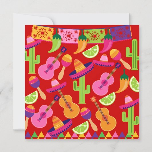フィエスタパーティーソンブレロライムズギターマラカサグアロ 招待状 (裏面)