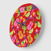 フィエスタパーティーソンブレロライムズギターマラカサグアーロ ラージ壁時計 (傾斜)