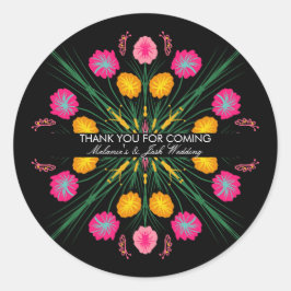 フィエスタパーティーメキシカンウェディング描フローラ蝶 ラウンドシール