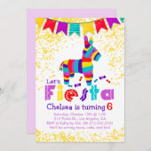 フィエスタピニャタバースデーパーティーカラフル招待状 招待状 (正面/裏面)