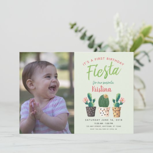 フィエスタファースト誕生日サボス招待状 招待状 (スタンド正面)