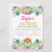 フィエスタファースト誕生日フローラグリッター招待状 招待状 (正面)