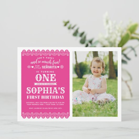 フィエスタファースト誕生日、パペルピカド、1歳の誕生日 招待状 (スタンド正面)