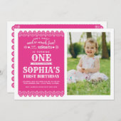 フィエスタファースト誕生日、パペルピカド、1歳の誕生日 招待状 (正面/裏面)