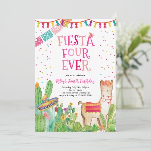 フィエスタフォーエバーガールフォー誕生日招待状 招待状 (スタンド正面)