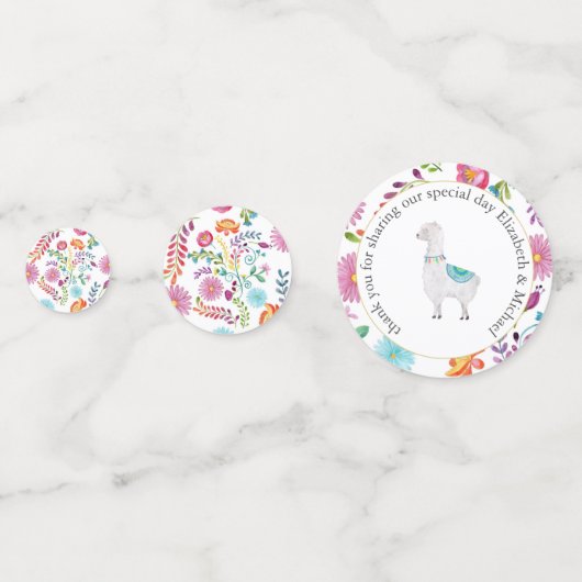 フィエスタフォークアートフローララマ結婚のカスタマイズ コンフェッティ (正面)