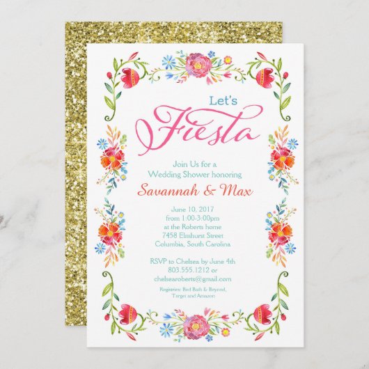 フィエスタフラワーズウェディングシャワー招待状5x7 招待状 (正面/裏面)