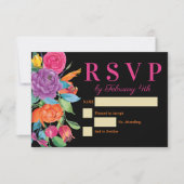 フィエスタフラワーズブラックウォーターカラーフローラ 出欠カード (正面)