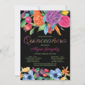 フィエスタフラワーズブラックカラフルフローラキンセアニェラ 招待状 (正面)