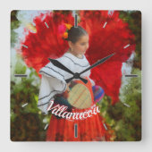 フィエスタフラワー2555 スクエア壁時計 (正面)