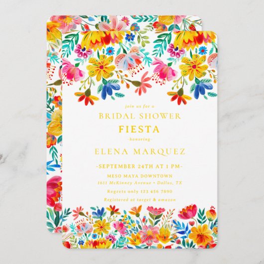 フィエスタフローラウォーターカラーブライダルシャワー 招待状 (正面/裏面)