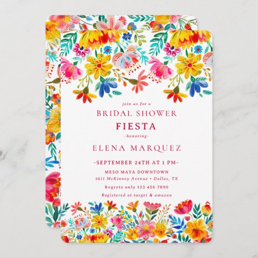 フィエスタフローラウォーターカラーブライダルシャワー 招待状 (正面/裏面)