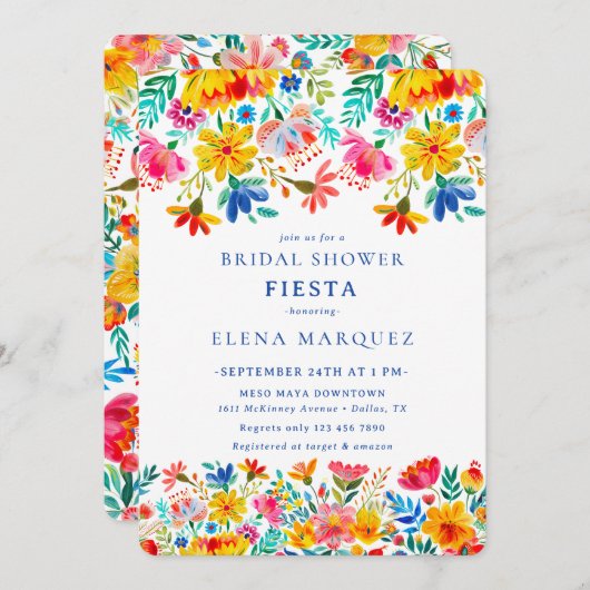 フィエスタフローラウォーターカラーブライダルシャワー 招待状 (正面/裏面)