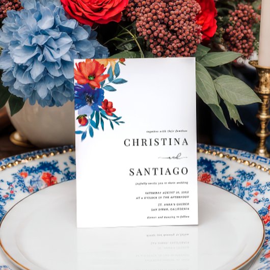 フィエスタフローラカラフルメキシコQRコー結婚ド 招待状