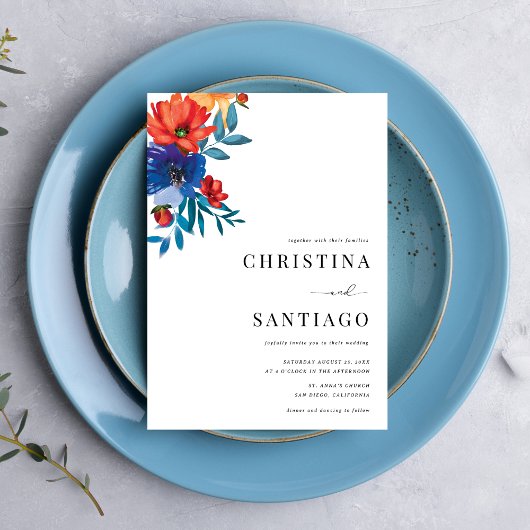 フィエスタフローラカラフルメキシコQRコー結婚ド 招待状