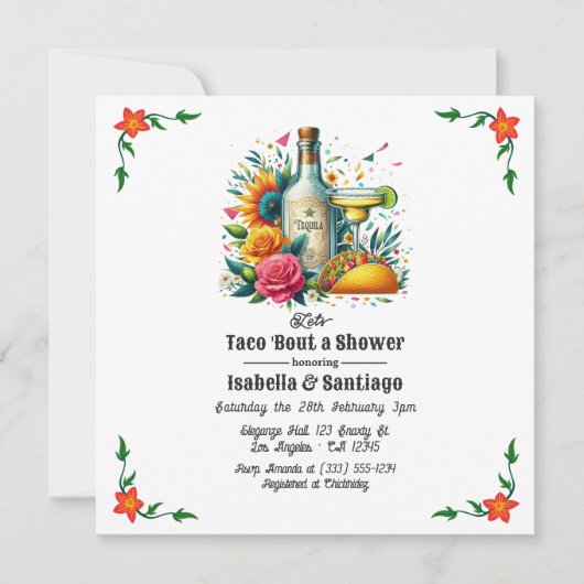 フィエスタフローラタコでカップルのシャワーを浴びよう 招待状 (正面)