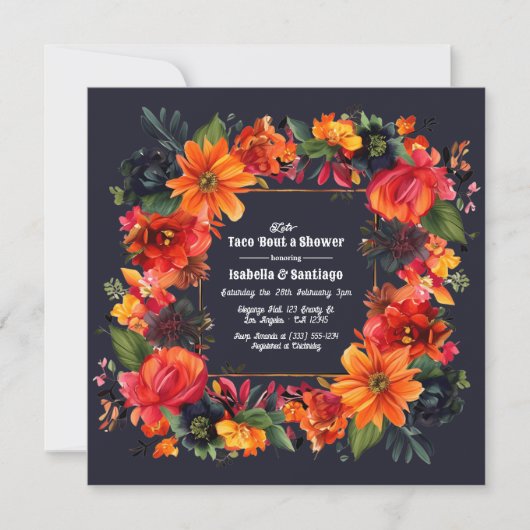 フィエスタフローラタコでカップルのシャワーを浴びよう 招待状 (正面)