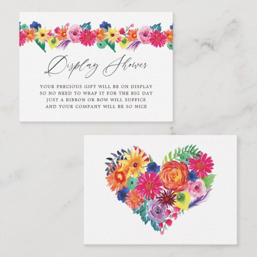フィエスタフローラブライダルシャワーディスプレイシャワー エンクロージャーカード (正面/裏面)