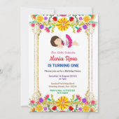 フィエスタフローラメキシコガールパーティー誕生日 招待状 (正面)