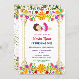 フィエスタフローラメキシコガールパーティー誕生日 招待状