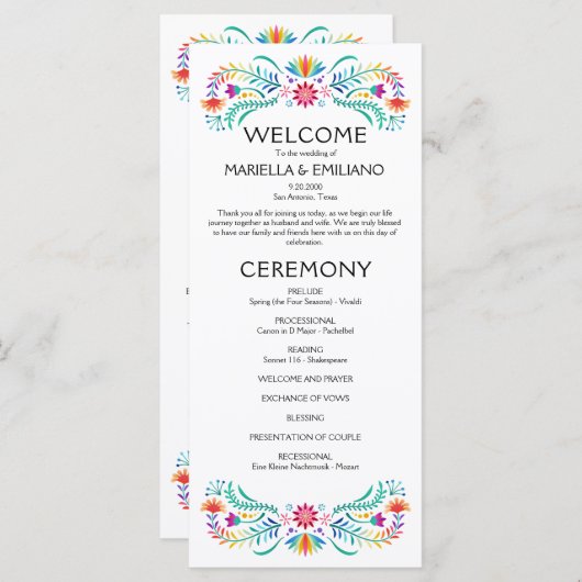 フィエスタフローラ結婚式 プログラム (正面/裏面)