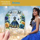 フィエスタフローラ蝶キンセアニェラブルー金ゴールド アクリル招待状