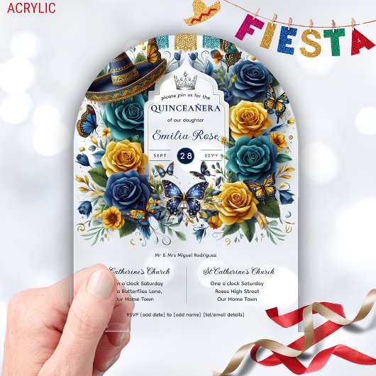 フィエスタフローラ蝶キンセアニェラ アクリル招待状