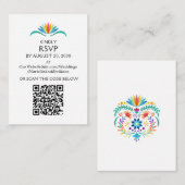 フィエスタフローラ誕生日シャワーウェディングRSVP QR エンクロージャーカード (正面/裏面)