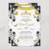 フィエスタブラック&金ゴールドバタフライミスXV Anos 招待状 (正面/裏面)