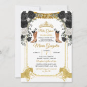 フィエスタブラック&金ゴールドバタフライミスXV Anos Invitati 招待状 (正面)