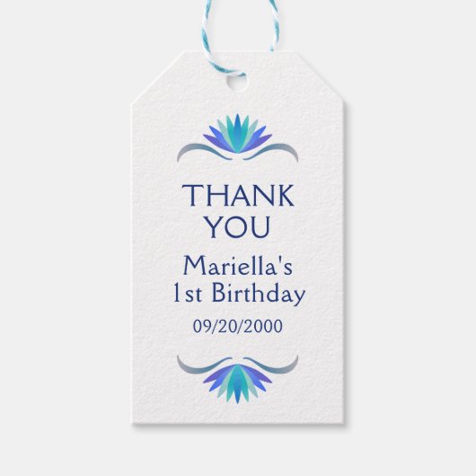 フィエスタブルー誕生日シャワ結婚ーズサンキュー ギフトタグ (正面)