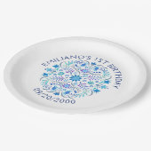 フィエスタブルー誕生日シャワ結婚ーズ ペーパープレート (アングル)