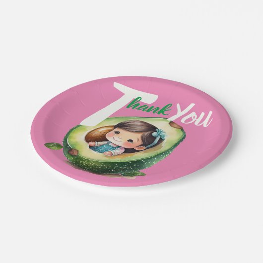 フィエスタベビーガールシャワーアボカドかわいいモダンおもしろい ペーパープレート (アングル)