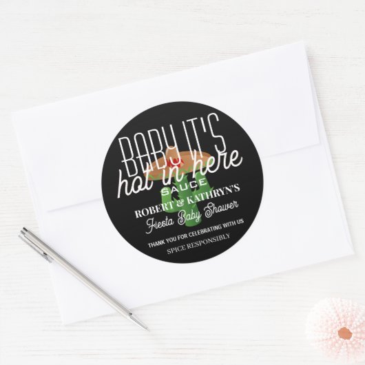 フィエスタベビーシャワパーソナライズされたーホットソークラシックス ラウンドシール (封筒)