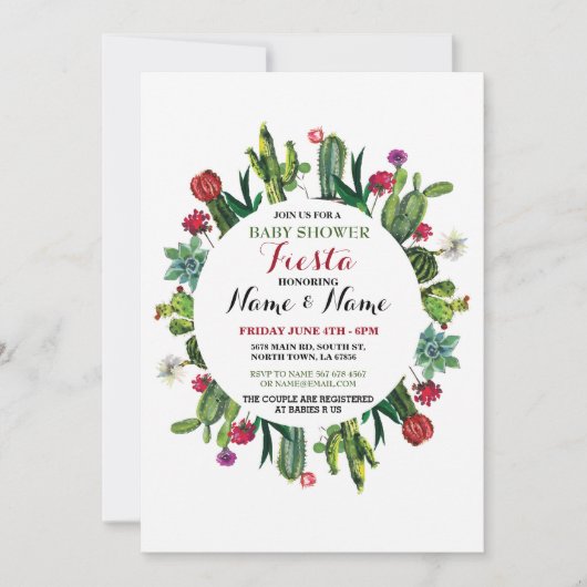 フィエスタベビーシャワーサボートガールボーイメキシコ招待状 招待状 (正面)
