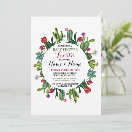 フィエスタベビーシャワーサボートガールボーイメキシコ招待状 招待状 (スタンド正面)