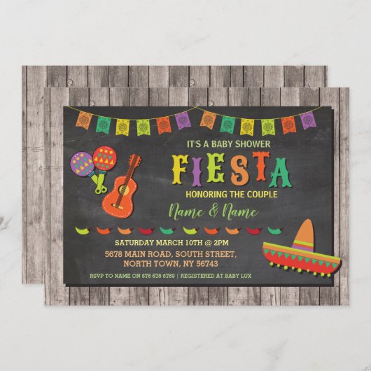 フィエスタベビーシャワーメキシコパーティー招待状 招待状 (正面/裏面)
