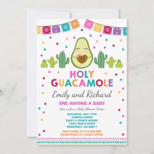 フィエスタベビーシャワー招待状ホーリーグアカモレパーティー 招待状 (正面)