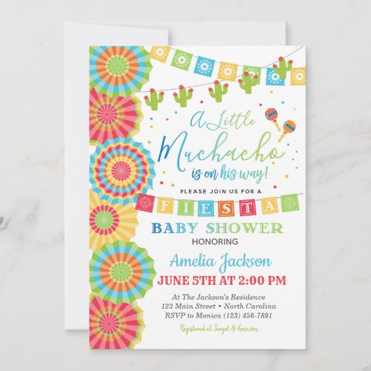 フィエスタベビーシャワー招待状ボーイフィエスタシャワー 招待状 (正面)