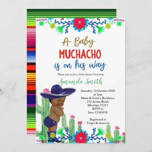 フィエスタベビーシャワー招待状ボーフィエスタシャワー 招待状 (正面/裏面)