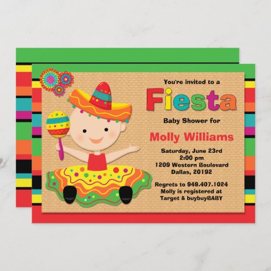 フィエスタベビーシャワー招待状 招待状 (正面/裏面)