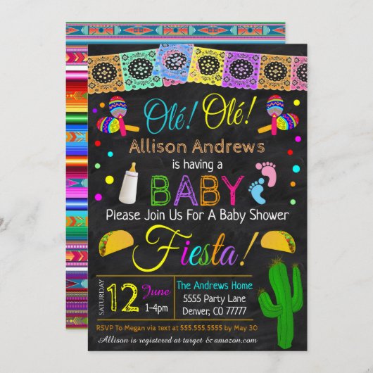 フィエスタベビーシャワー招待状 招待状 (正面/裏面)