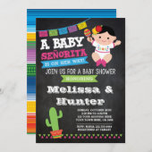 フィエスタベビーシャワー、黒板招待状 招待状 (正面/裏面)