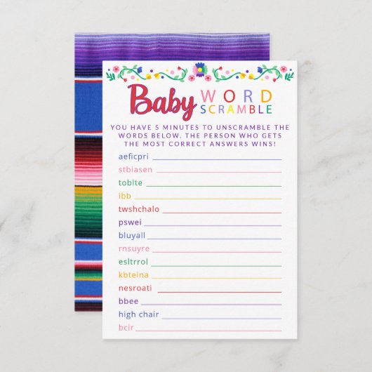 フィエスタベビーワードスクランブルゲームカラフルカード エンクロージャーカード (正面/裏面)