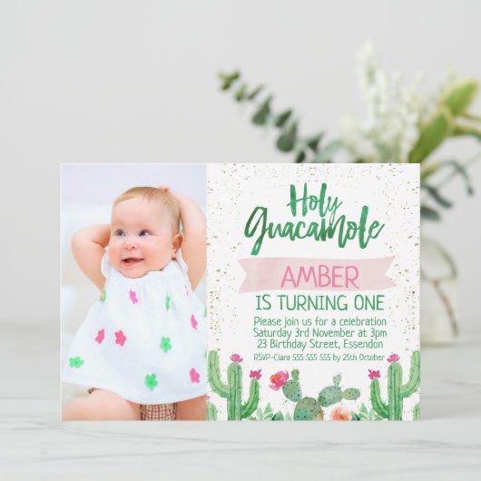 フィエスタホーリーグアカモレフォト誕生日招待状 招待状 (スタンド正面)
