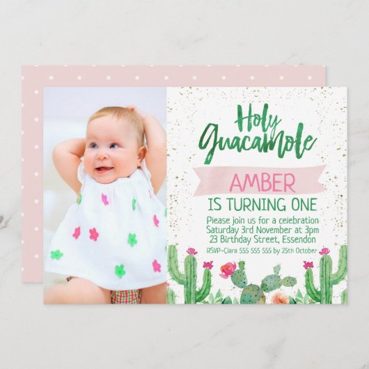 フィエスタホーリーグアカモレフォト誕生日招待状 招待状 (正面/裏面)