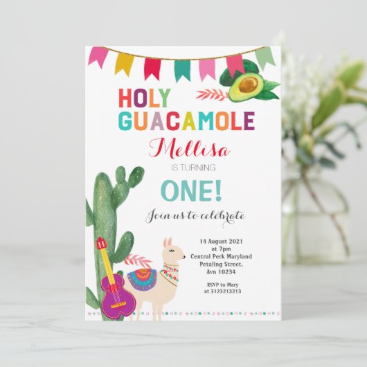 フィエスタホーリーグアカモレ誕生日ガールガールまたは少年 招待状 (スタンド正面)